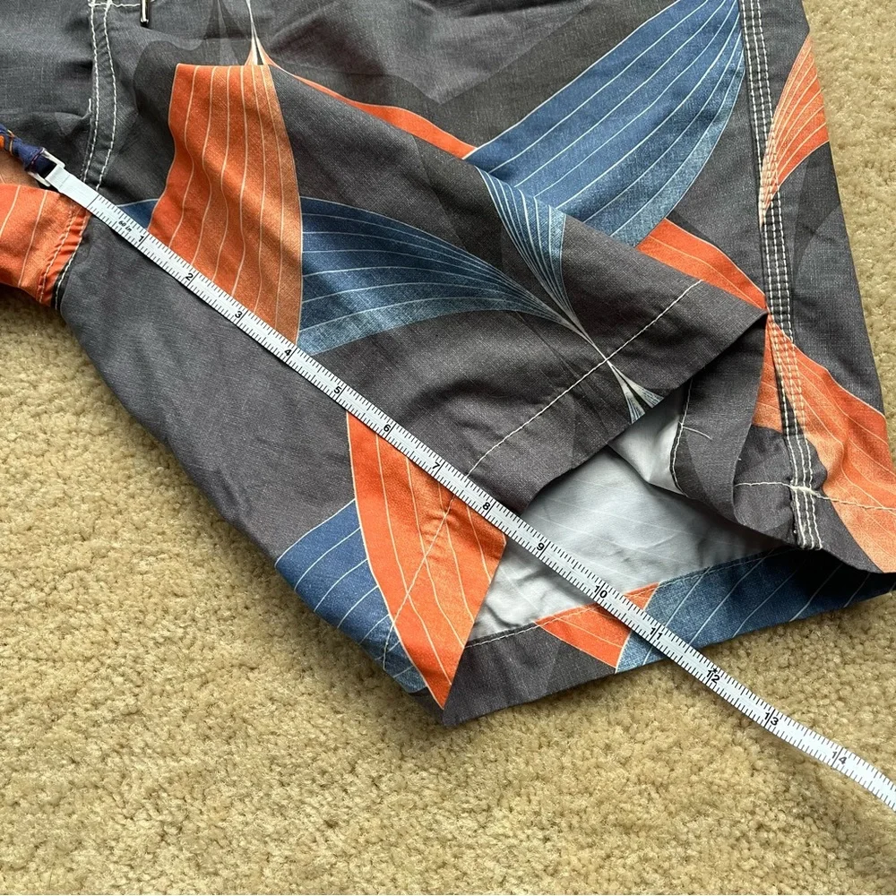 Tommy Bahama Relax Men’s Blue Gray Orange Mesh Lined Swim Trunks - Size L - EUC